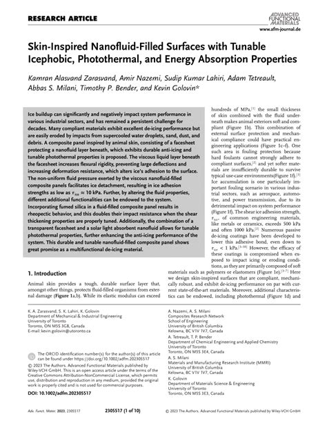 Pdf Skininspired Nanofluidfilled Surfaces With Tunable Icephobic