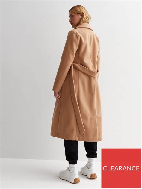 New Look Camel Longline Belted Coat Uk