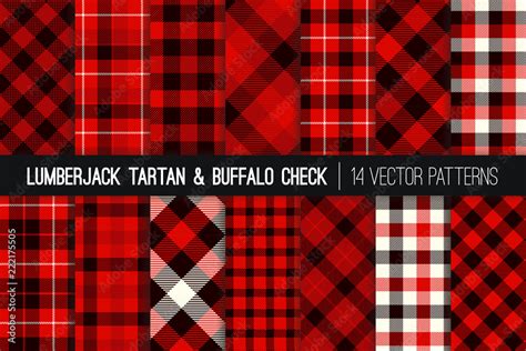 Lumberjack Tartan And Buffalo Check Plaid Vector Patterns Maroon Red