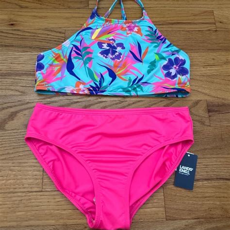 Lands End Swim New Lands End Girls Swimsuit Piece Bikini Set