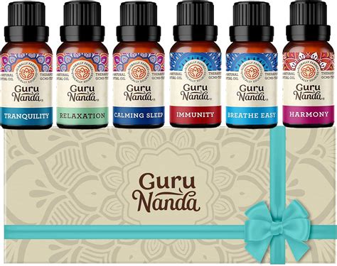 Guru Nanda Set Of 6 Essential Oil Blends Skin Care Stress