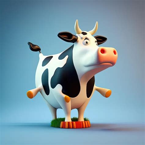 A Black And White Cow Standing On Top Of A Grass Covered Field