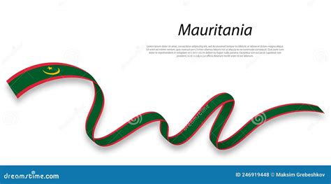 Waving Ribbon Or Banner With Flag Of Mauritania Stock Vector