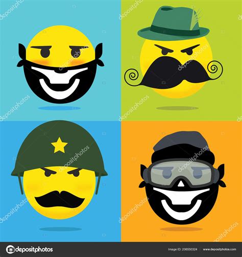 Colorida Ilustraci N Vectorial Del Conjunto Emoticonos Amarillos