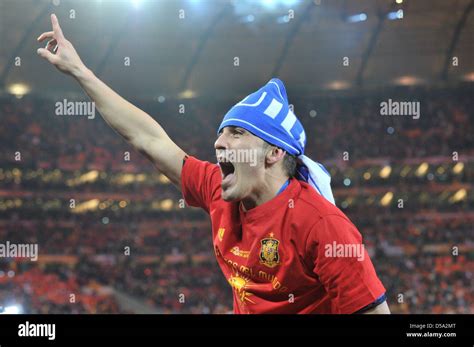 David Villa of Spain celebrates after the 2010 FIFA World Cup final ...