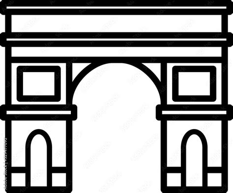 Outline Simplicity Drawing Of Arc De Triomphe Landmark Front Elevation