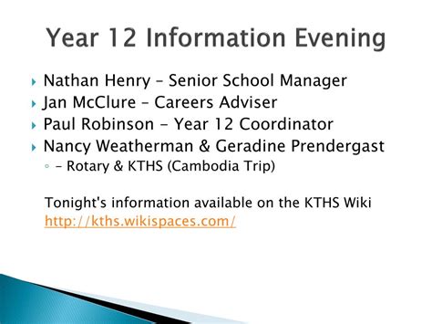 Ppt Year 12 Information Evening Powerpoint Presentation Free