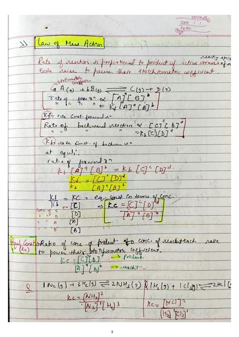 Solution Chemical Equilibrium Notes For Class11 Jee Neet Studypool