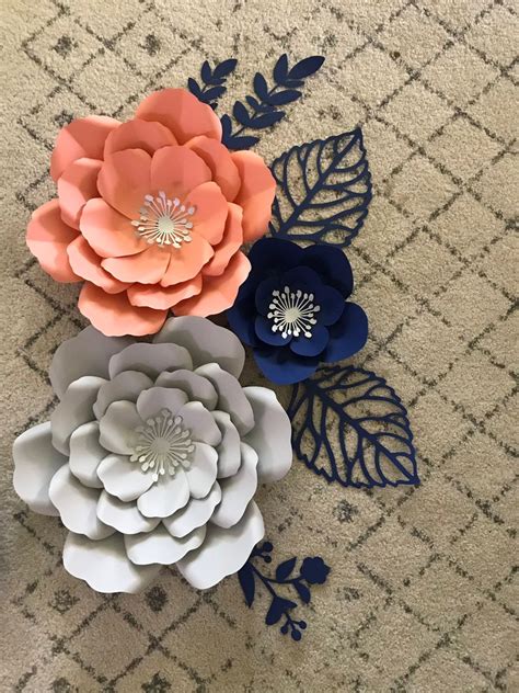 7 Piece Paper Flowers Set For Room Decor Baby Shower Nursery Etsy