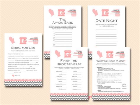 Pink Kitchen Theme Bridal Shower Game Pack Cooking Theme Recipe