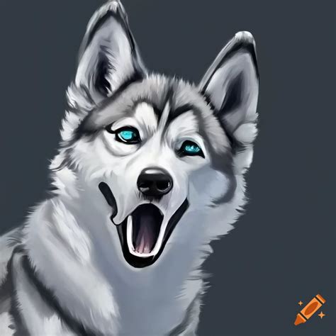 Cartoon Drawing Of A Howling Siberian Husky On Craiyon