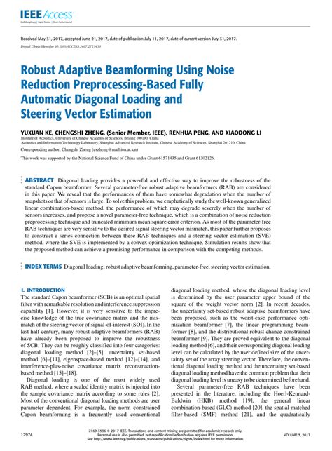 Pdf Robust Adaptive Beamforming Using Noise Reduction Preprocessing