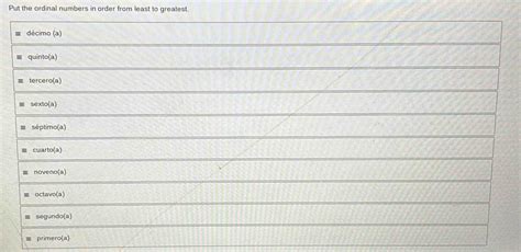 Solved Put the ordinal numbers in order from least to greatest décimo