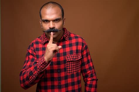 Premium Photo Portrait Of Indian Hipster Man With Mustache