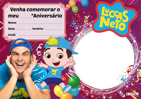 Convite De Aniversário Para Editar Com Montagem De Foto Em Png Imagem