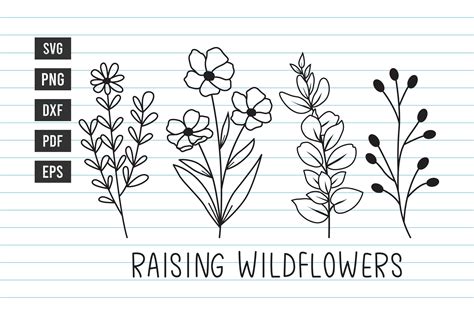 220 Wildflower Svg Bundle Wildflower Vector Wildflower Silhouette