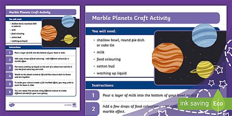 Marbled Planets Craft Activity Profesor Hizo Twinkl