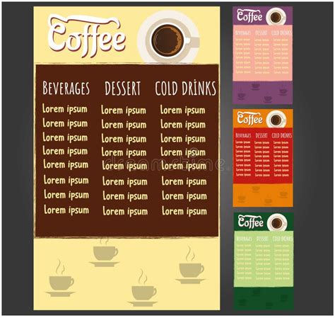 Coffee Menu Template For Restaurant On A Blackboard Background Vector Illustration Brochure For