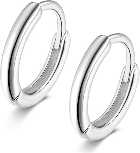 Small Sterling Silver Huggie Hoop Earrings Mm Mm For Helix