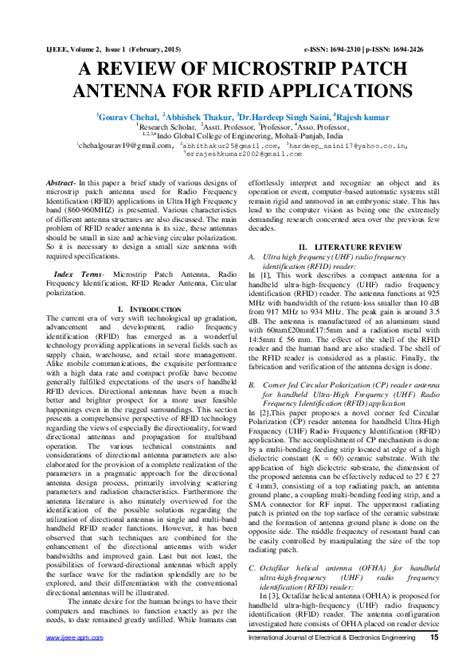 (PDF) A REVIEW OF MICROSTRIP PATCH ANTENNA FOR RFID APPLICATIONS