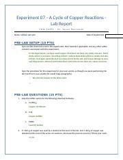 Exp Labreport Copper Docx Experiment A Cycle Of Copper