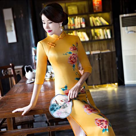 Long Qipao Chinese Traditional Lace Plus Size For Women Modern Qipao