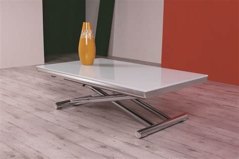 Table Basse Avec Plateau En Verre R Glable En Hauteur Idfdesign