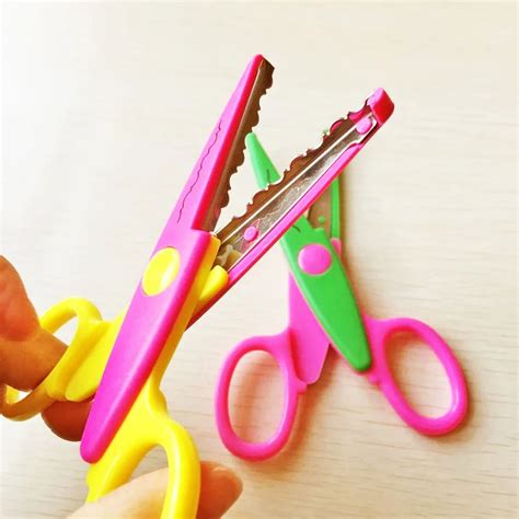 6pcs Per Set Diy Craft Scissors Wave Edge Craft School Scissors For