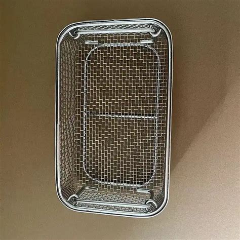 Stacking Handle Medical Instruments Container Wire Mesh Sterilization