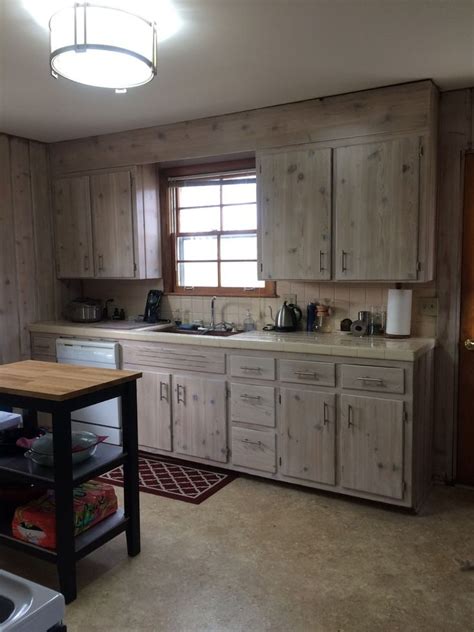 Moderizing Knotty Pine Kitchen - need floor and counter help | Knotty pine kitchen, Pine kitchen ...