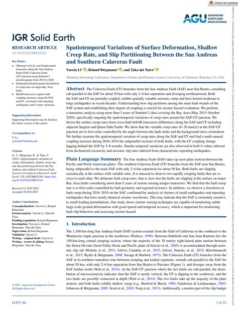 Pdf Spatiotemporal Variations Of Surface Deformation Shallow Creep