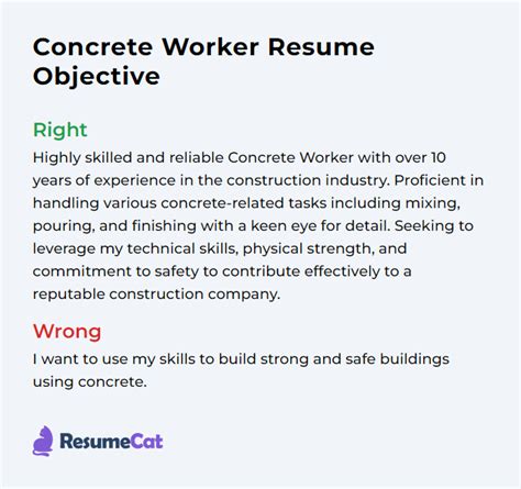 Top 16 Concrete Worker Resume Objective Examples | ResumeCat