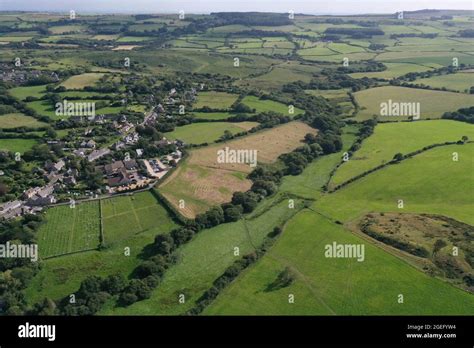 Aerial view of Corfe Castle, Dorset UK Stock Photo - Alamy