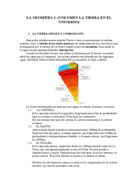 Apuntes 1 Eso La Geosfera 1 Pdf Estructura De La Tierra Minerales