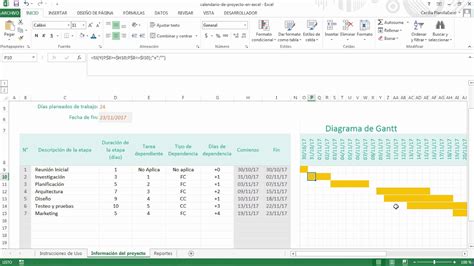 Calendario de Proyecto en Excel | Doovi