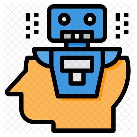 Robot Brain Icon Download In Colored Outline Style