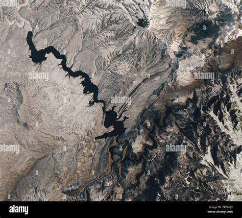 Aerial Of Flaming Gorge Reservoir National Recreation Area On The Wyoming And Utah Border Stock