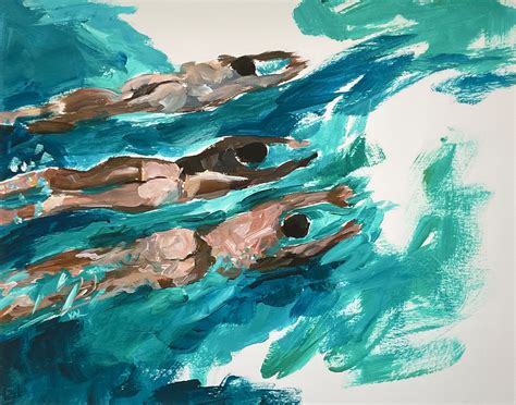3 Nude Divers Original Fine Art Print Abstract Figure Etsy