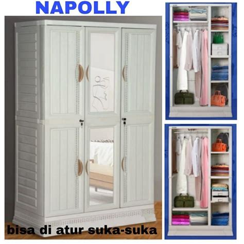 Jual Lemari Pakaian 3 Pintu Cermin Laci Napolly Cabro 388 2ck Modern