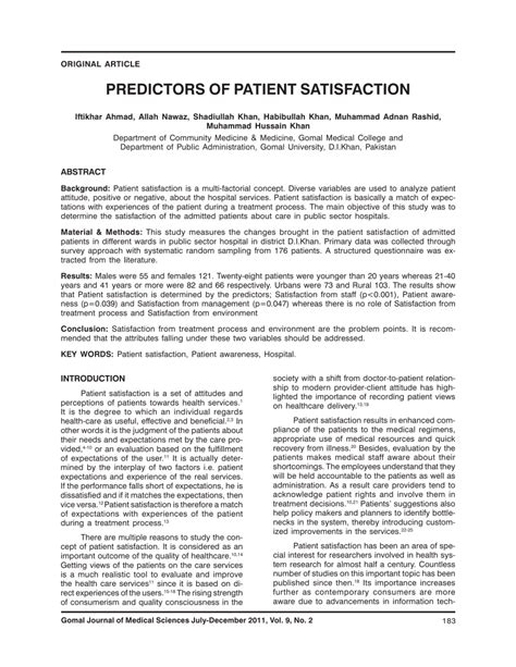 Pdf Prediction Of Patients Attitude Towards Healthcare Services