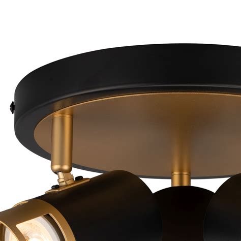 Amelie 3 Light Round Spotlight GU10 In A Black Painted Gold Finish