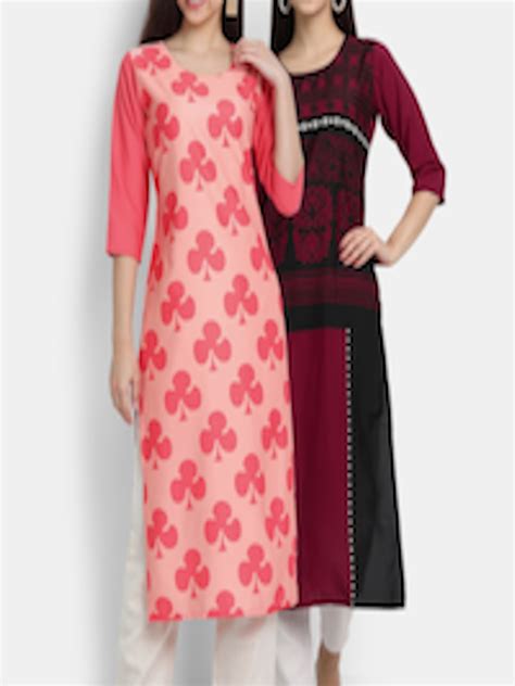 Buy Kalini Women Pack Of 2 Ethnic Motifs Printed Crepe Kurta Kurtas For Women 17131326 Myntra