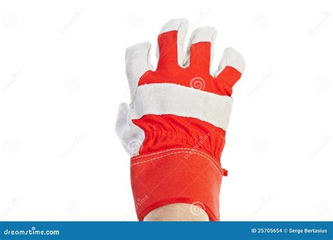 Worker S Hand Wearing Leather Work Glove Stock Photo Image Of