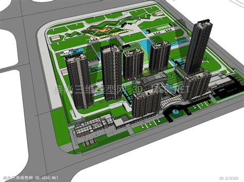 建筑 设计效果图 工程图 鸟瞰图城南春天高层住宅su模型 Su建筑三维模型su模型