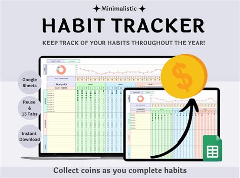 Habit Tracker Spreadsheet Google Sheet Goal Tracker Habit Etsy Australia