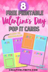 Free Printable Pop It Valentine Cards Colorful Versions