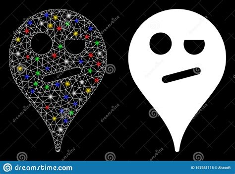 Flare Mesh D Infidelity Smiley Map Marker Icon With Flare Spots Stock