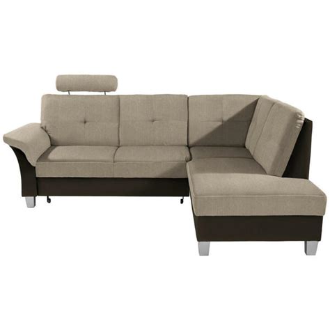 Livetastic Ecksofa Dunkelbraun Beige Textil Buche Massiv Sitzer