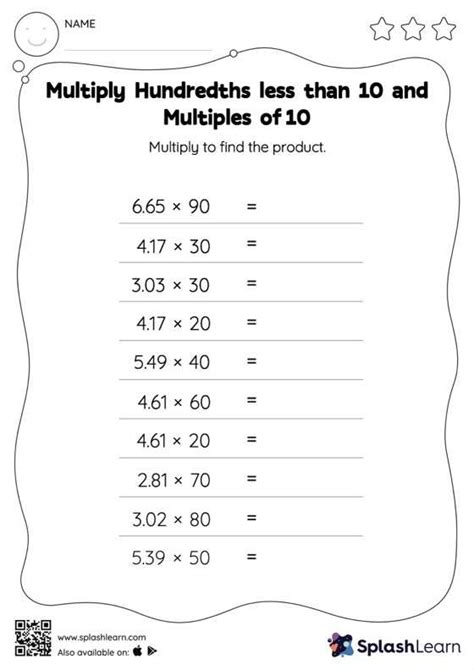 Multiply Hundredths Less Than 10 And Multiples Of 10 Horizontal Multiplication Math