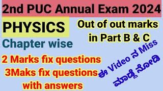 2nd Puc Physics Fixed Question Paper 2024 2nd Puc Physics Important